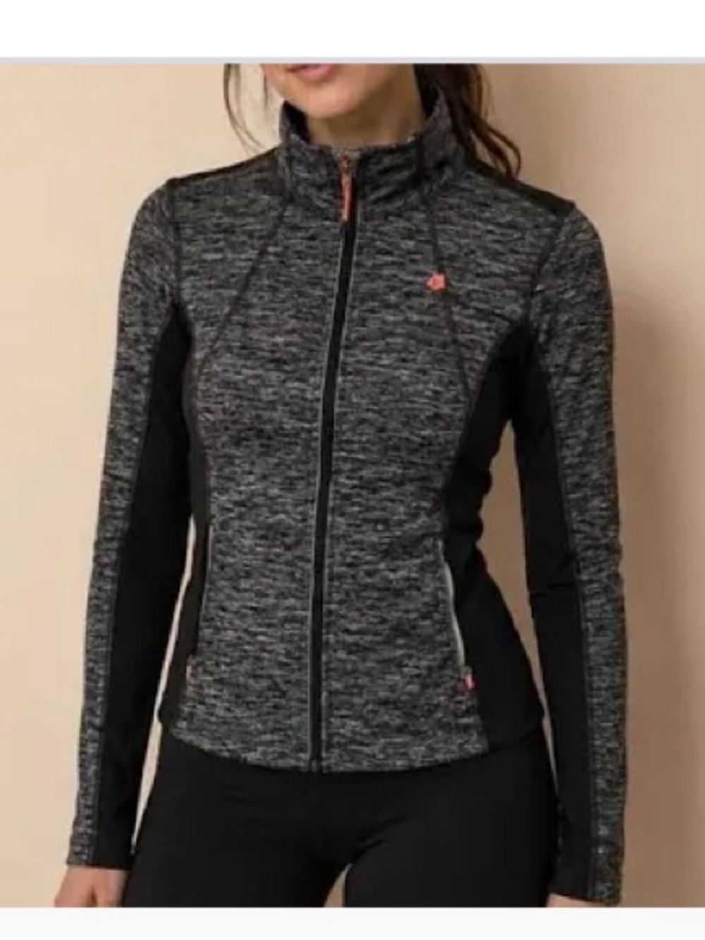 Tangerine Women's Space Dye Active Running Jacket Full Zip Black Gray Large L